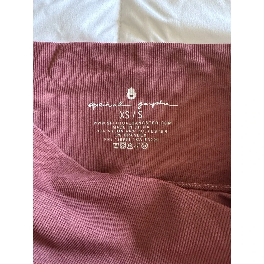Spiritual Gangster burgundy stripe leggings wrap front love sculpt Size XS EUC